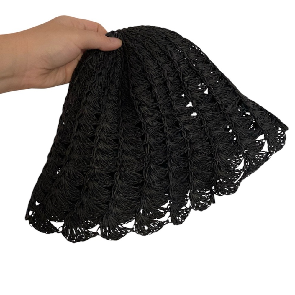 Black Raffia Crochet Hat